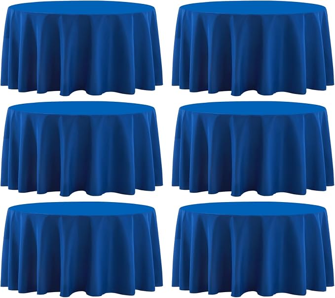 Round Tablecloth 132 Inch 6 Pack Royal Blue Tablecloths Washable Decorative by AOCOZHomeLifeMuseum