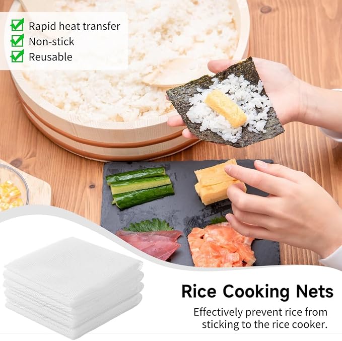 4 Pcs Rice Net, Sushi Rice Cooking Net, 43.3"×39.4" Fine Mesh Rice Cooker - Image 2