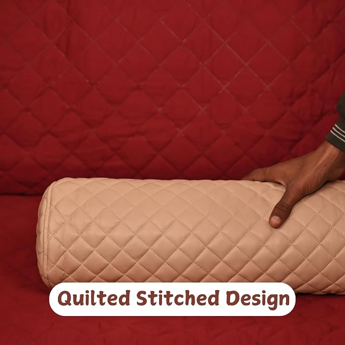 Neck Roll Pillow Cushion Cover, 14x6 Inch Full Moon Round Bolster Pillow Case - Image 2