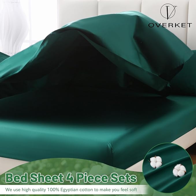 100% Egyptian Cotton Sheets King Size 4PCS 1000 Thread Count Sateen Weave Soft - Image 3