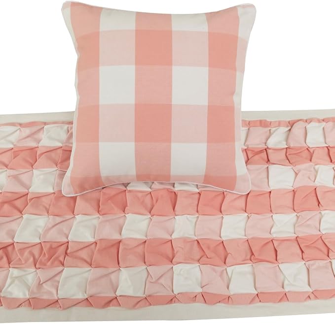 The HomeCentric King/Queen/Twin Peach Pink Decorative CA King 86"x18" Bed Runner - Image 2