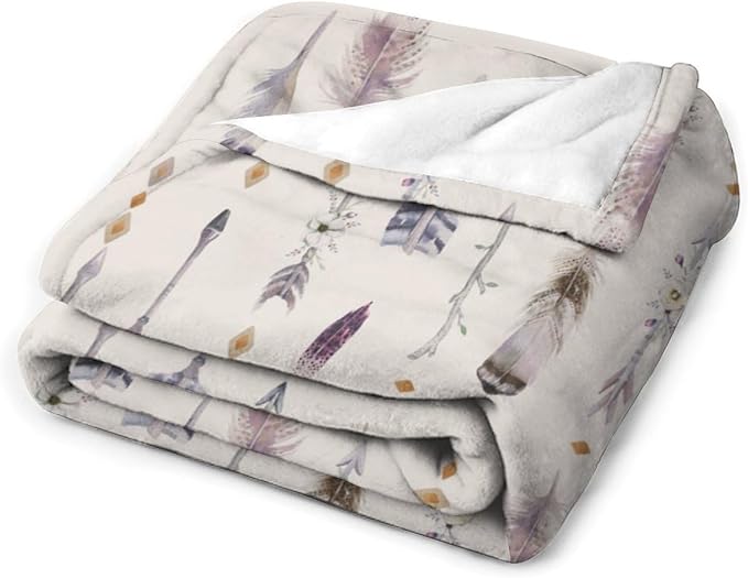 Boho Tribe Blanket, Bohemian Aztec Ethnic Tribe Native Tribal Arrows Feathers - Image 3