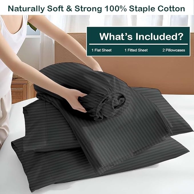 NON Sticky cotton Twin Size Sleeper Sofa Sheets, 4 Piece Egyptian Cotton Bed - Image 3