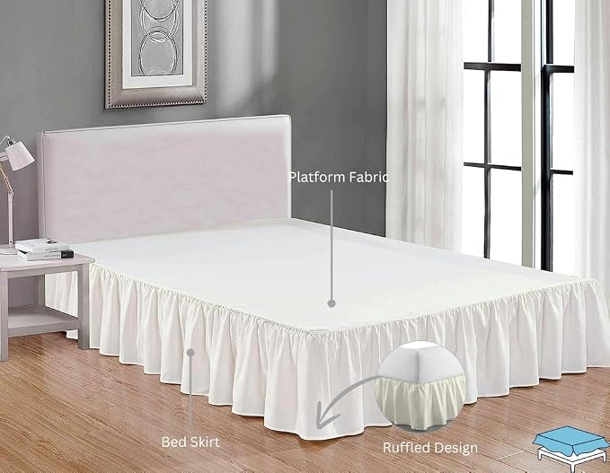 Ruffle Bed Skirt with Split Corners, Microfiber Dust Ruffled - Image 4