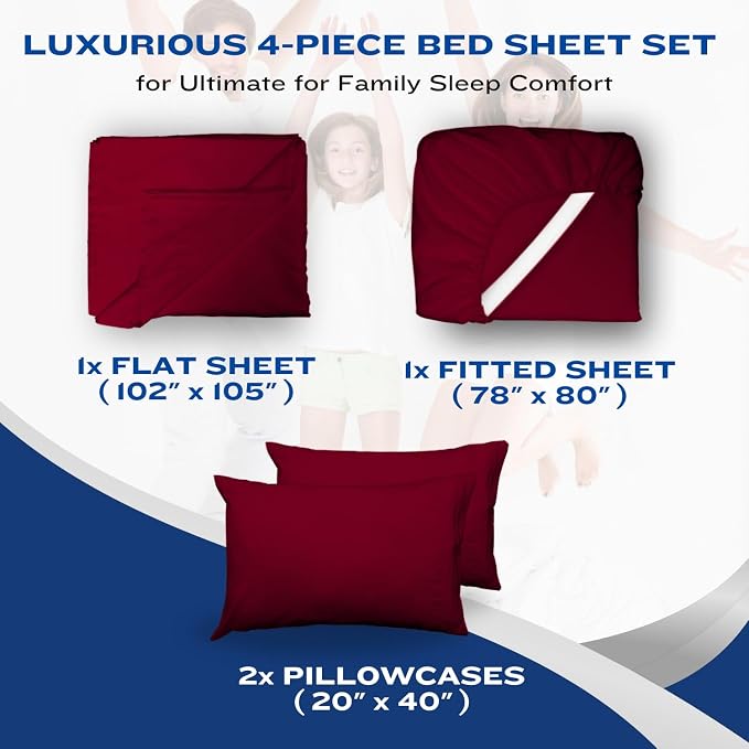 DREAMCARE Queen Sheet Set – 4 pcs Cooling Sheets – up to 21” Extra Deep Pocket - Image 8