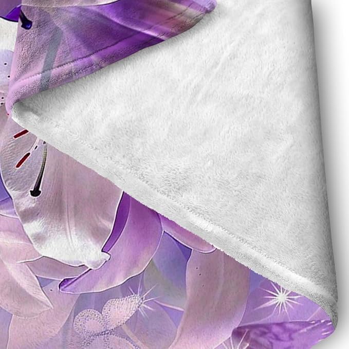 Purple Butterfly Flower Throw Blanekts Butterfly Blankets Soft Lightweight Cozy - Image 7