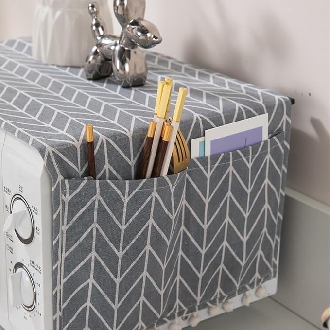 Microwave Oven Cover Dust Oil Proof Cotton Linen Waterproof Fabric Cloth - Image 3