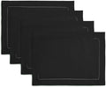 Home Ekaa Cotton Linen Placemat Set of 4 – Hemstitch Black Cloth Placemat-14 x by HomeEkaa