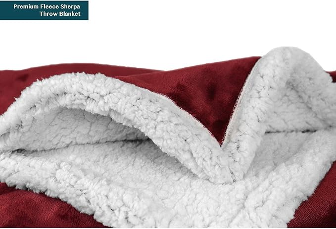PAVILIA Sherpa Fleece Blanket for Bed, King Size, Maroon Red, Large Plush Soft - Image 9
