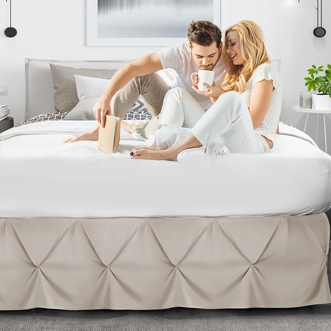 Nestl Linen Bed Skirt Twin Size, Pinch Pleat Twin Bed Skirt, Hotel Quality - Image 6
