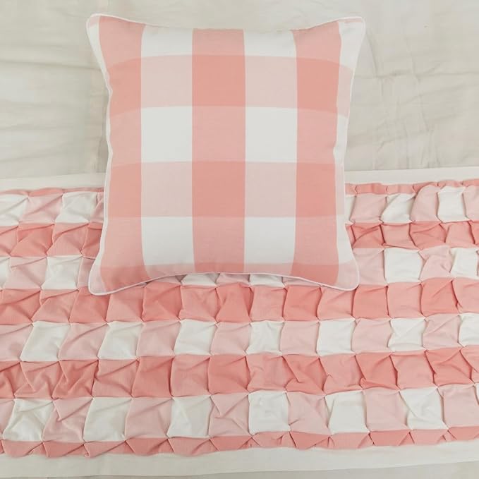 The HomeCentric King/Queen/Twin Peach Pink Decorative Queen 74"x18" Bed Runner - Image 5