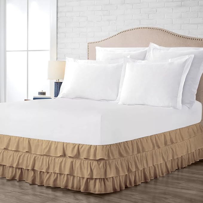 Multi-Ruffle Bed Skirt, Soft Multi Ruffle Bed Skirt Elastic Dust Ruffles by Unknown