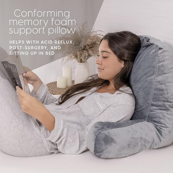 Milliard Reading Pillow with Arms, Shredded Memory Foam Back Pillow - Image 4
