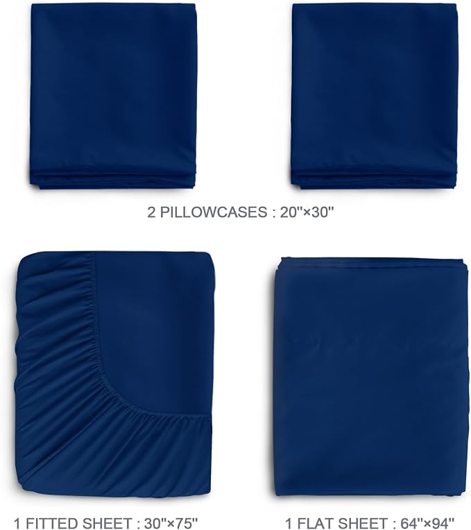 Springspirit 30" x 75" x 9" Cot Sheets, 4-Piece Set, Fitted Sheets - Image 3