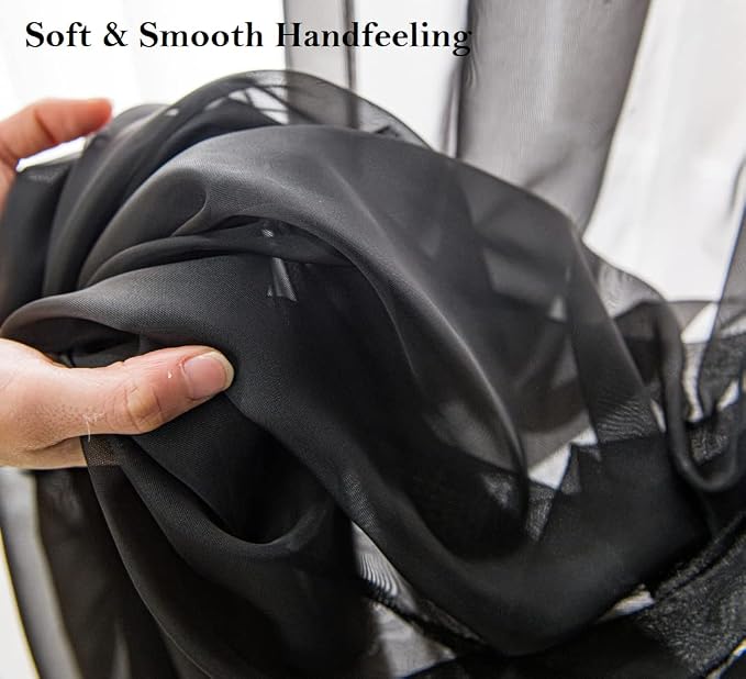 PI Black Sheer Curtains 45 inches Long - Image 3