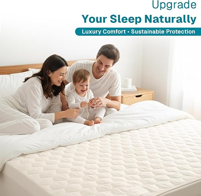 FABDREAMS Organic Quilted Mattress Protector Twin Size | Mattress Pad| Mattress - Image 9