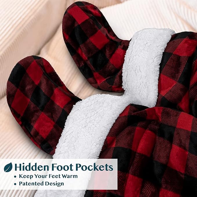 PAVILIA Sherpa Blanket with Sleeves, Foot Pocket - Image 2