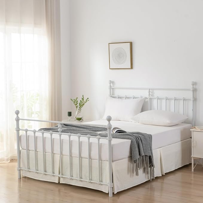 Bed Skirt King Size, Pleated Waffle Weave Bed Skirt - Image 4