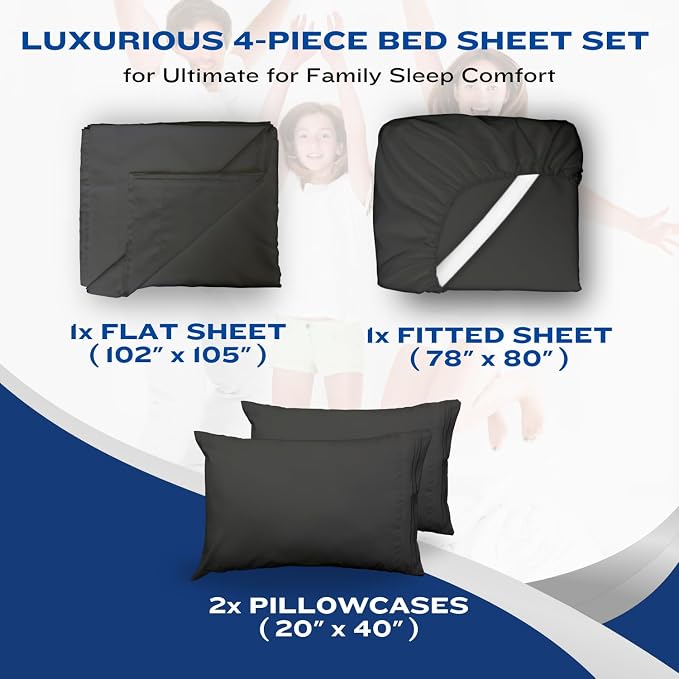 DREAMCARE Queen Sheet Set – 4 pcs Cooling Sheets – up to 21” Deep Pocket Queen - Image 8