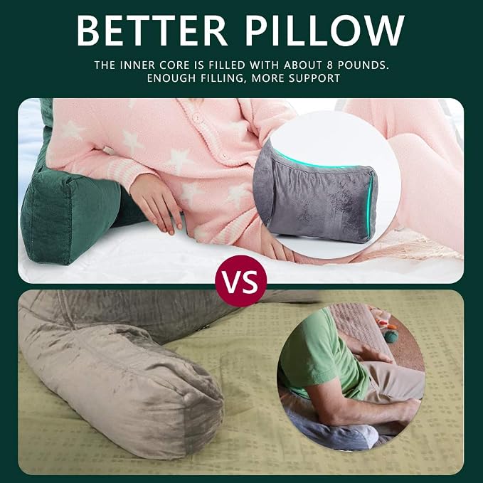 Neustern Reading Pillow for Sitting in Bed Adult, Back Pillow for Bed Shredded - Image 7
