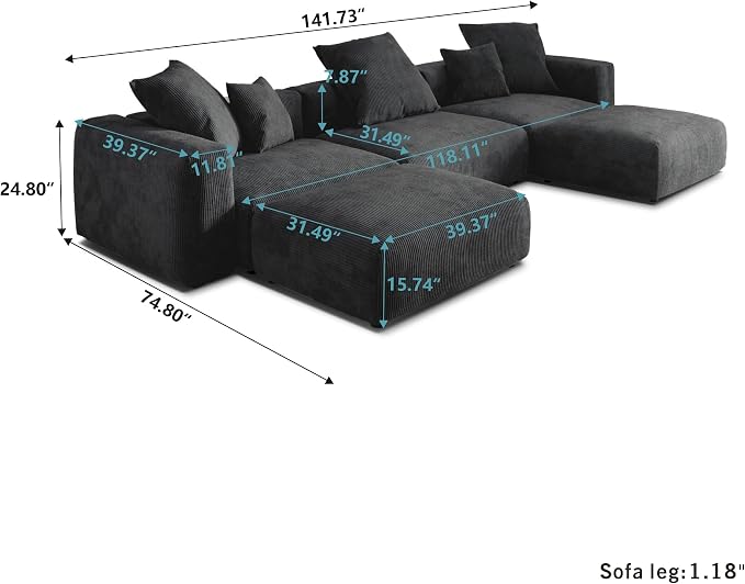 JACH 141" Oversized Modular Sectional Sofa, Deep 3-Seats Sectional Couch - Image 2