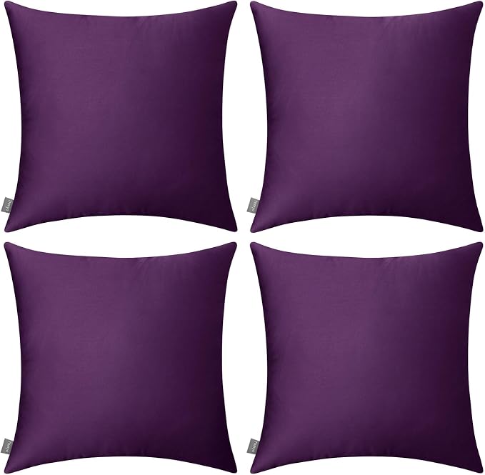 4-Pack 100% Cotton Comfortable Solid Decorative Throw Pillow Case, Thmyo Square by Thmyo