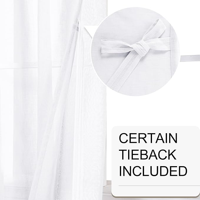 XWZO White Semi Transparent Sheer Curtains - Image 3
