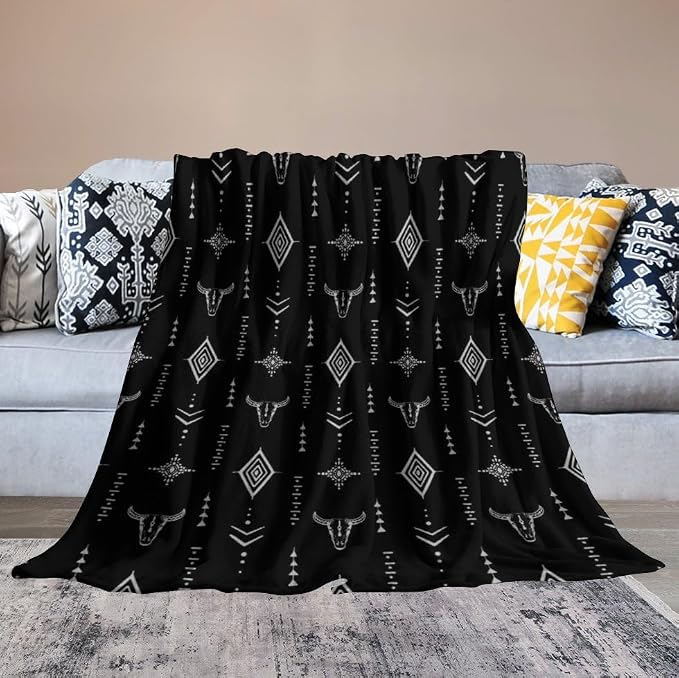 Southwest Blanket, Soft Native Tribal Vintage Abstract Ethnic Pattern Blanket - Image 6