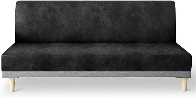 molasofa Leather Like Stretch Futon Slipcover Armless Futon Bed Sofa Cover by Molasofa