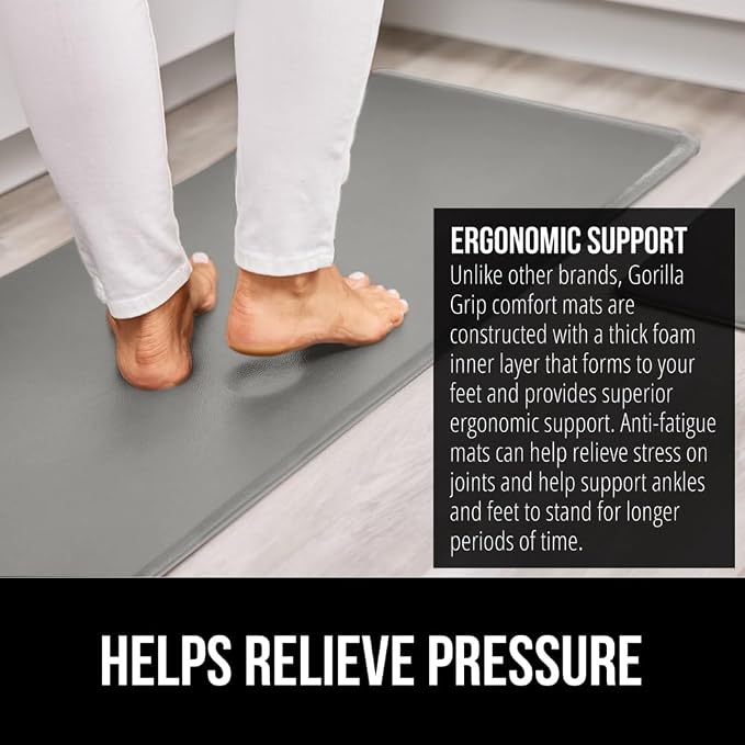 GORILLA GRIP 2 Pack Comfortable Cushioned Kitchen Mats - Image 3