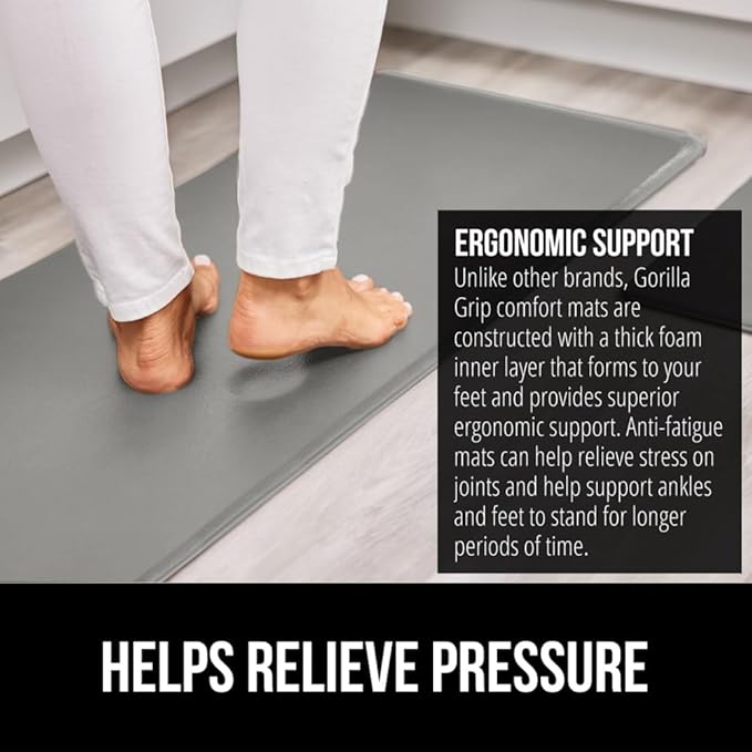 GORILLA GRIP 2 Pack Comfortable Cushioned Kitchen Mats - Image 3