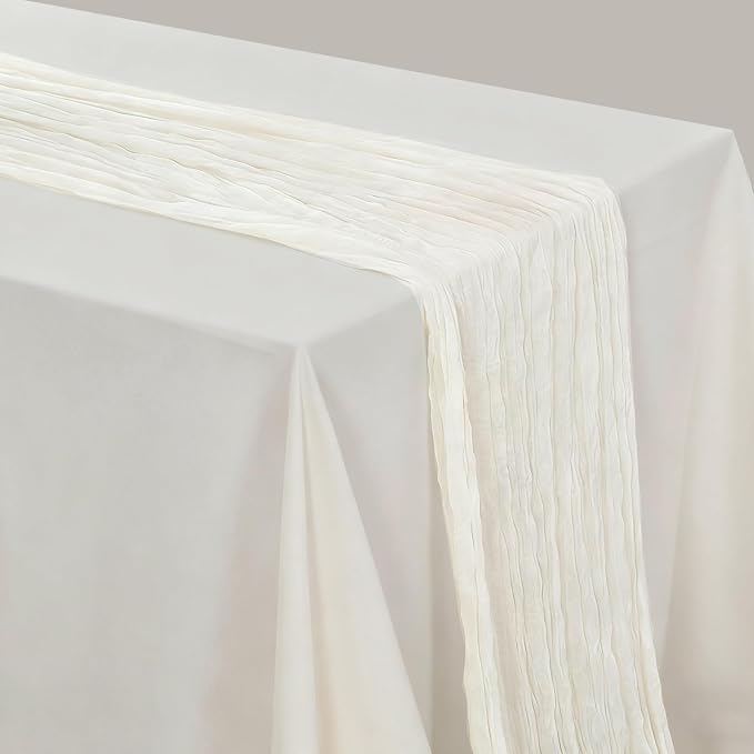 BALCONY & FALCON 2 Pack White Cheesecloth Table Runner 10FT 120 Inch Rustic & - Image 5