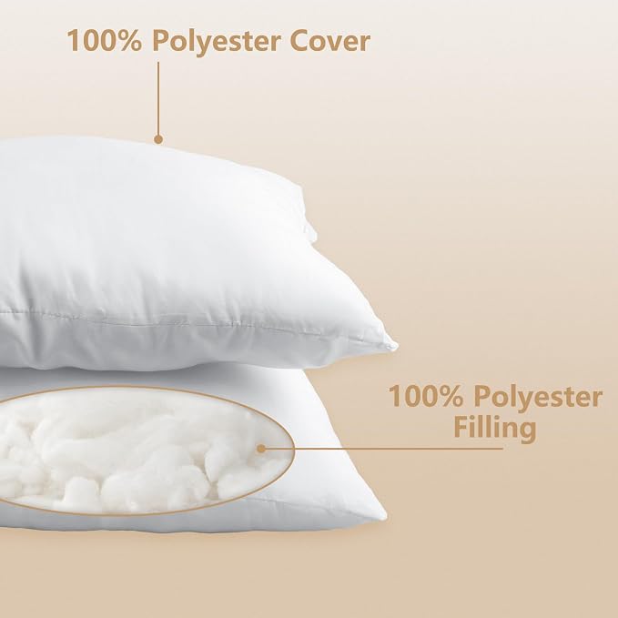 Luxury Throw Pillow Inserts, 18 x 18 inches Hypoallergenic Ultra Soft White - Image 3