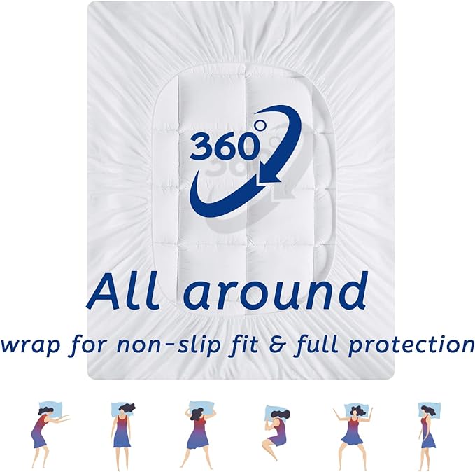 Queen Size Mattress Topper for Back Pain, Cooling Extra Thick Mattress Pad Cover - Image 6