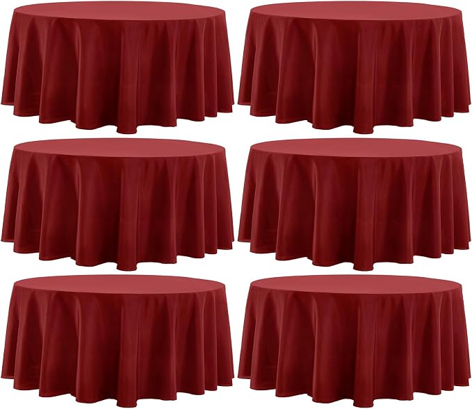 Round Tablecloth 120 Inch Tablecloth 6 Pack Red Table Cloths Washable by AOCOZHomeLifeMuseum