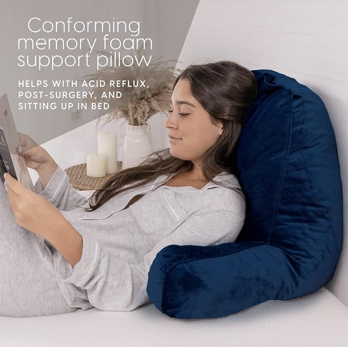 Milliard Reading Pillow with Arms, Cozy Shredded Memory Foam Back Pillow - Image 4