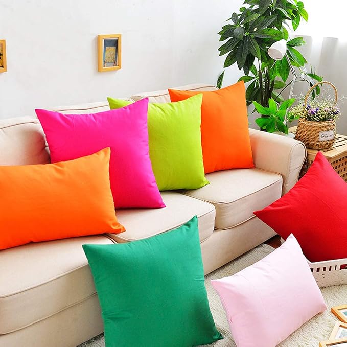 Thmyo 4-Pack 100% Cotton Lumbar Comfortable Solid Decorative Throw Pillow Case - Image 2