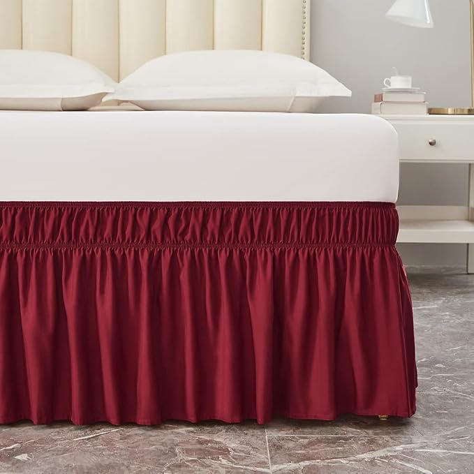 MEILA Wrap Around Bed Skirt Three Fabric Sides Elastic Dust Ruffled 18 Inch - Image 2