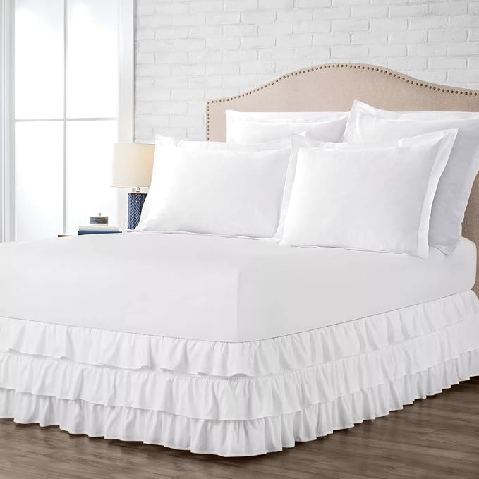 Multi-Ruffle Bed Skirt, Soft Multi Elastic Dust Ruffles - Image 4