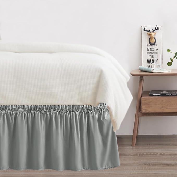 Queen Bed Skirt, Elastic Wrap Around Bed Skirt Queen Size, Bed Skirts - Image 7