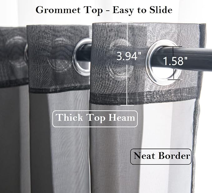 PI Black Sheer Curtains 45 inches Long - Image 6