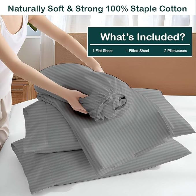 NON Sticky cotton Twin Size Sleeper Sofa Sheets, 4 Piece Egyptian Cotton Bed - Image 3