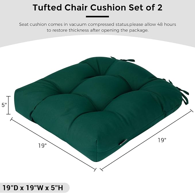 Outdoor Chair Cushions 19 x19 Inch, Water Resistant Tufted Seat Cushions 19" - Image 3