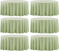 Round Tablecloth 132 Inch 6 Pack Sage Green Tablecloths Washable Decorative by AOCOZHomeLifeMuseum