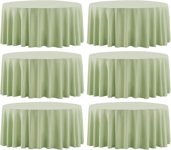 Round Tablecloth 120 Inch 6 Pack Sage Green Tablecloths Washable Decorative by AOCOZHomeLifeMuseum