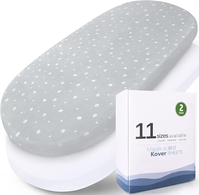 Bassinet Sheets 2 Pack, Fit for SNOO Smart Sleeper, UPPAbaby Bassinet, Chicco by Magik+%26+Kover