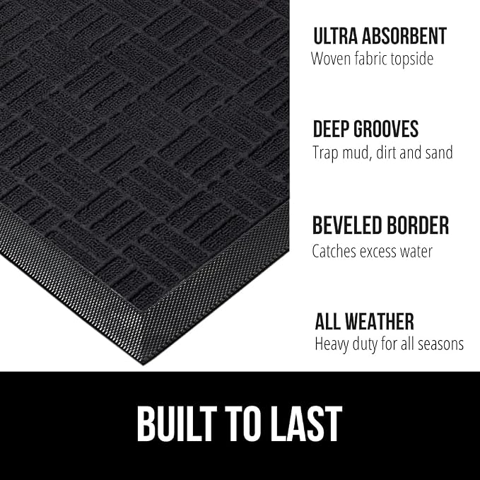 GORILLA GRIP 100% Waterproof All-Season WeatherMax Doormat, US Designed Natural - Image 2