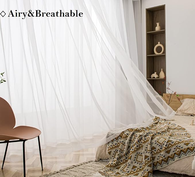PI Outdoor Sheer Curtains Panels, Grommet Top Casual Voile Sheer Draperies - Image 2