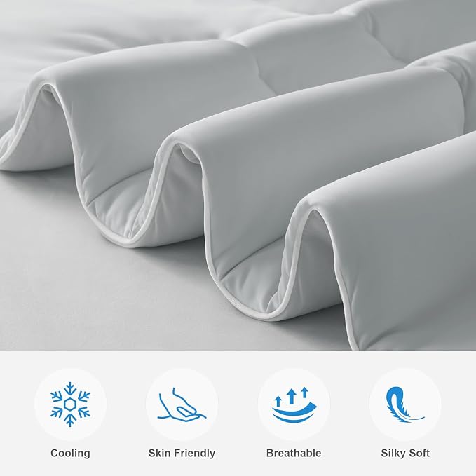 EASELAND All Season Cooling Comforter King, Cold Touch Fabric Absorbs Body Heat - Image 2