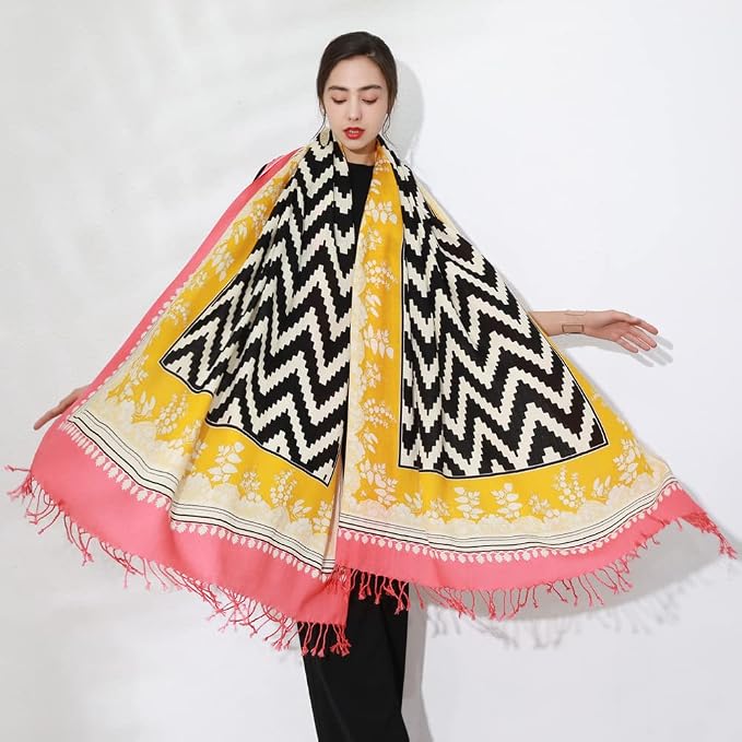 DANA XU 100% Merino Wool Extra Large Pashmina Blanket Travel Scarf Cashmere Wrap - Image 8